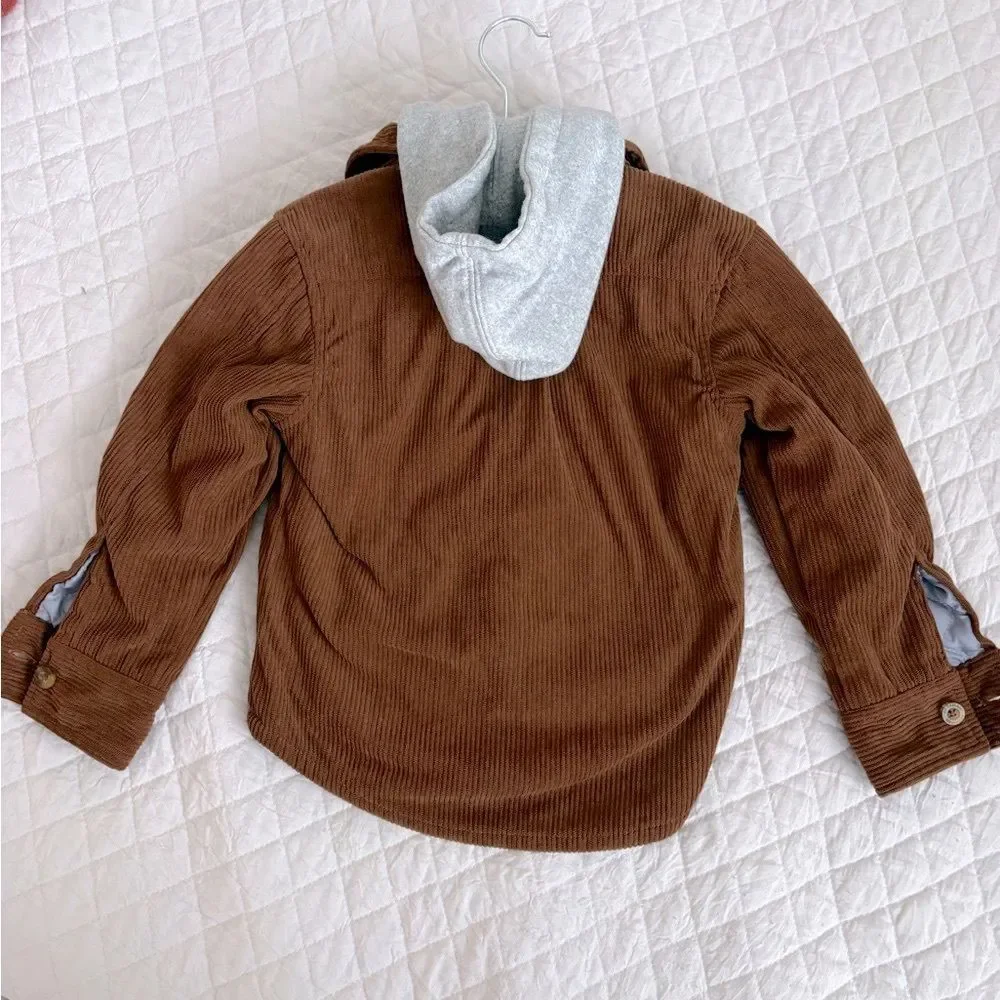 Appaman Brown Corduroy Jacket with Gray Hooded Layer